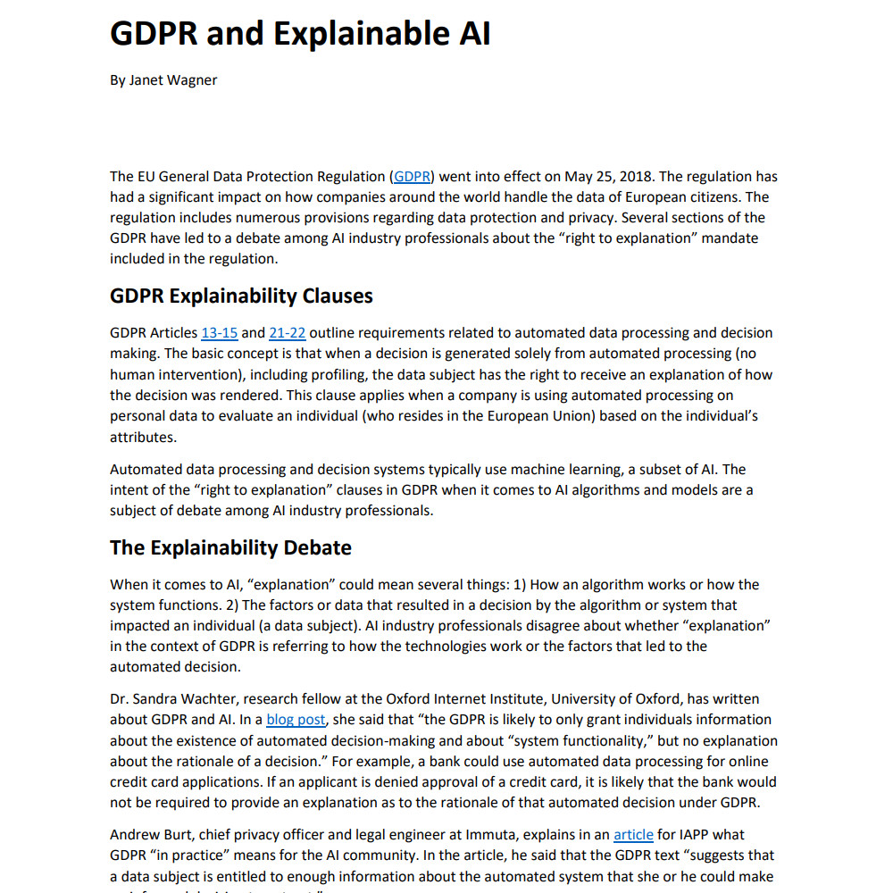 GDPR and Explainable AI