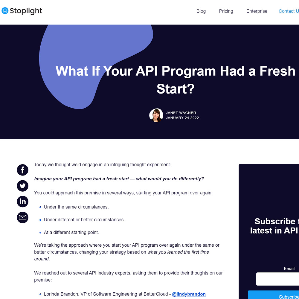 What If Your API Program Had a Fresh Start?