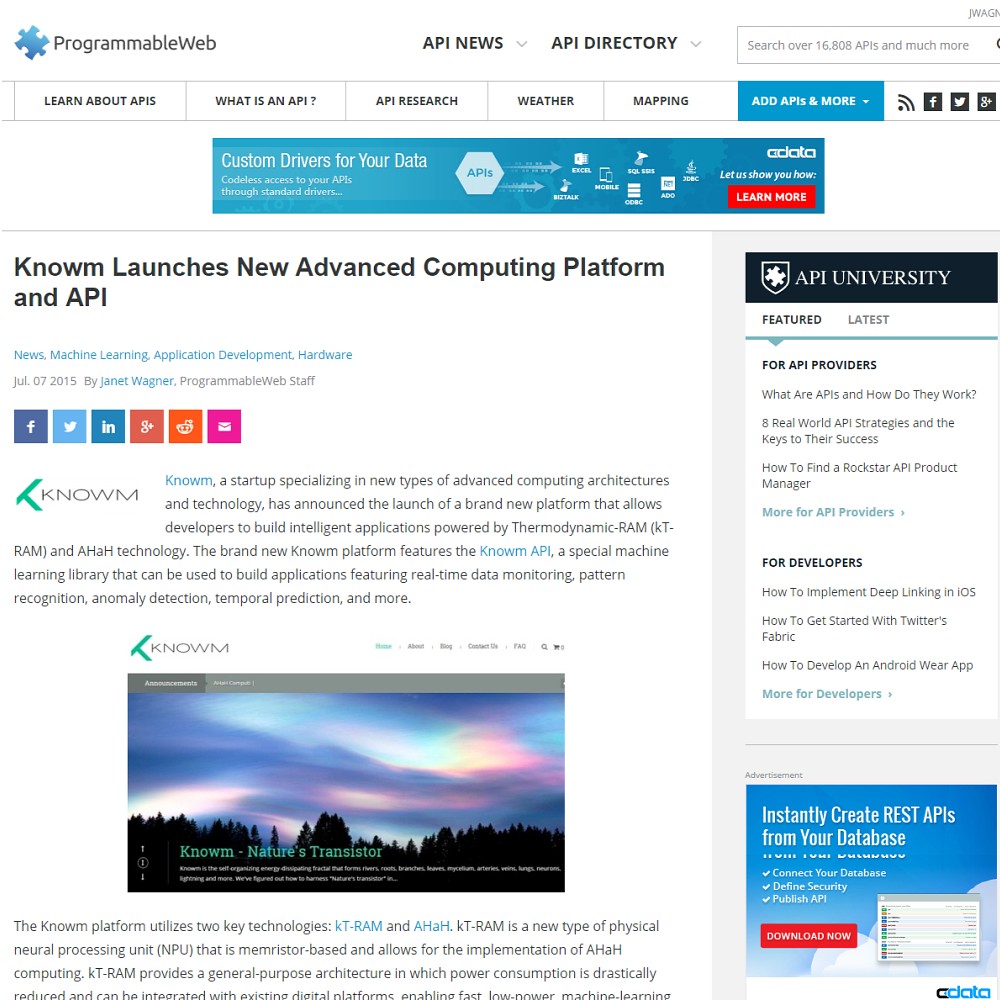 Knowm Launches New Advanced Computing Platform and API